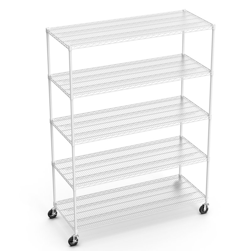 Tablette de rangement robuste en métal, H 82 po x l 60 po x P 24 po, Chrome chrome