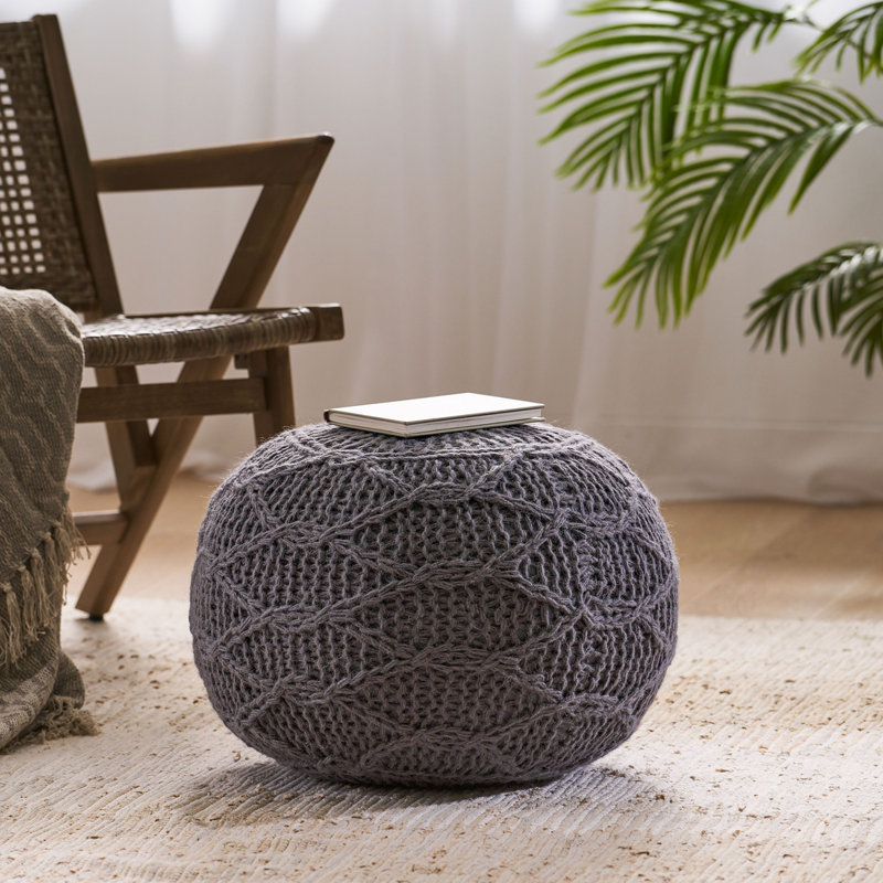 Pouf tricoté 20 x 20, Gris anthracite