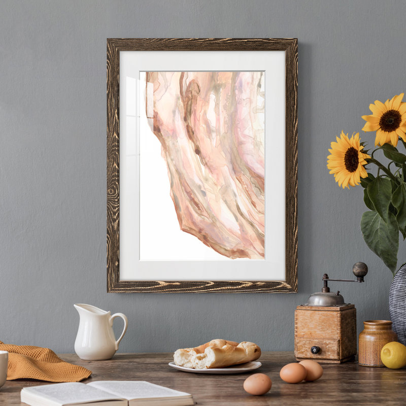 Rose Quartz II - peinture sur toile encadrée, H 20 po x l 17 po x P 1 po, Cadre noyer