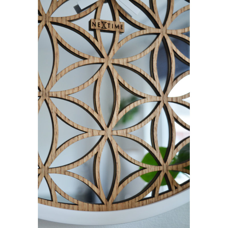 Mirror 19.7" Wall Clock, Light Wood