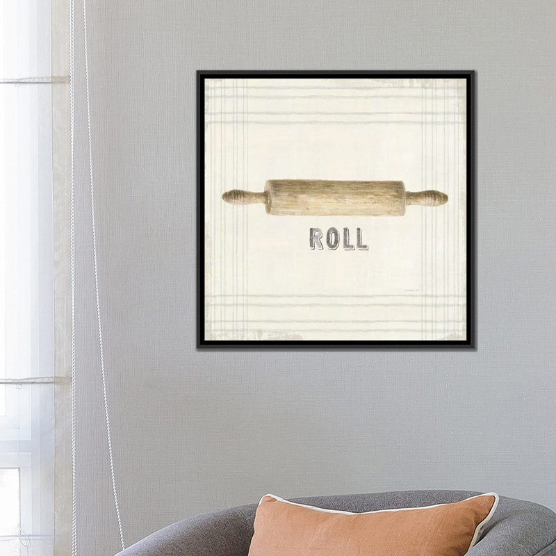 Floursack Kitchen Sign II Neutral Sq par Danhui Nai - impression d'art graphique, Toile avec cadre noir, Pas de tapis