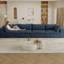 Tissu en velours côtelé bleu profond de 157,6 po à 4 places, conception à double couche, coussins amovibles, bricolage pour salon, appartement, chambre à coucher, sièges luxueux rembourrés de plumes, canapé à haute densité à technologie de compression,-82642319-82642317