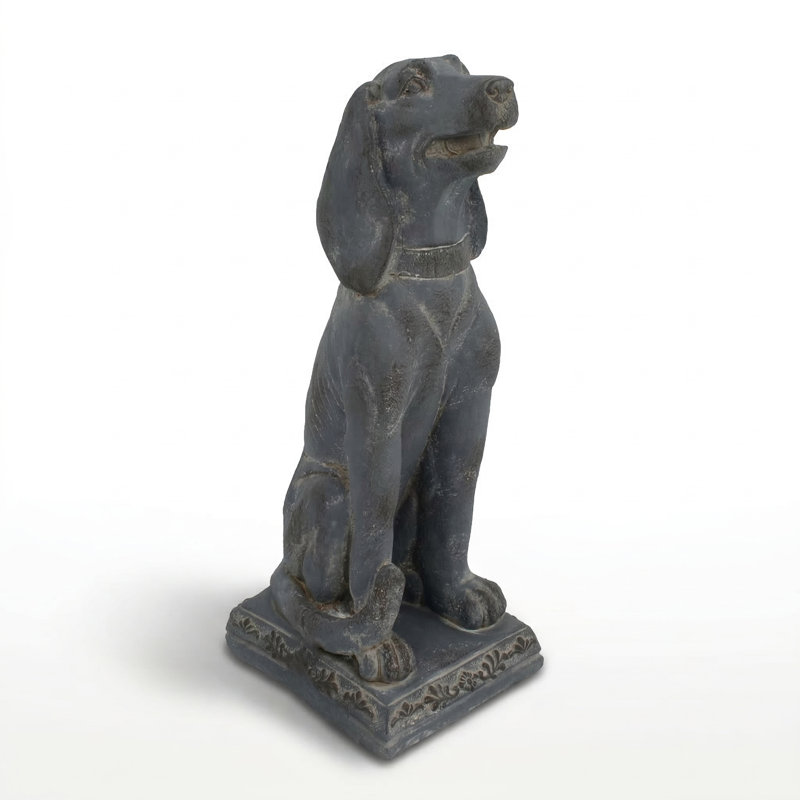 Maude DOG Sitting 71cm Blue Iron Effect, Grey