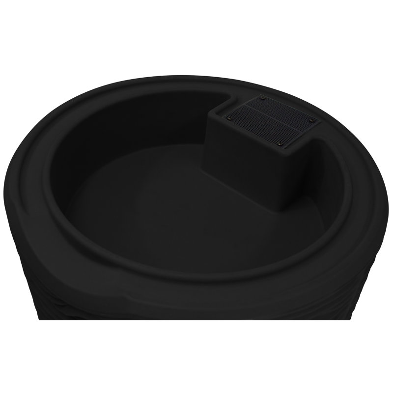 Black 50 Gallon Palm Textured Rain Barrel with Planter Top
