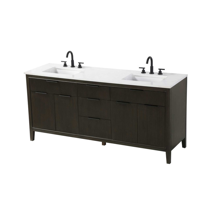 Meuble-lavabo double 72 po en chêne chocolat, Chêne chocolat, 72"