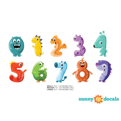 Décalcomanie murale en tissu monster numbers