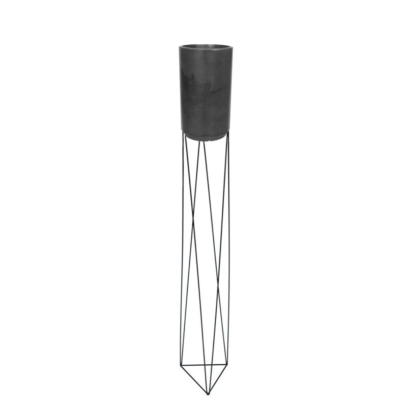 Pot à fleurs Ildze, H 59 po x l 9,8 po x P 9,8 po, Noir