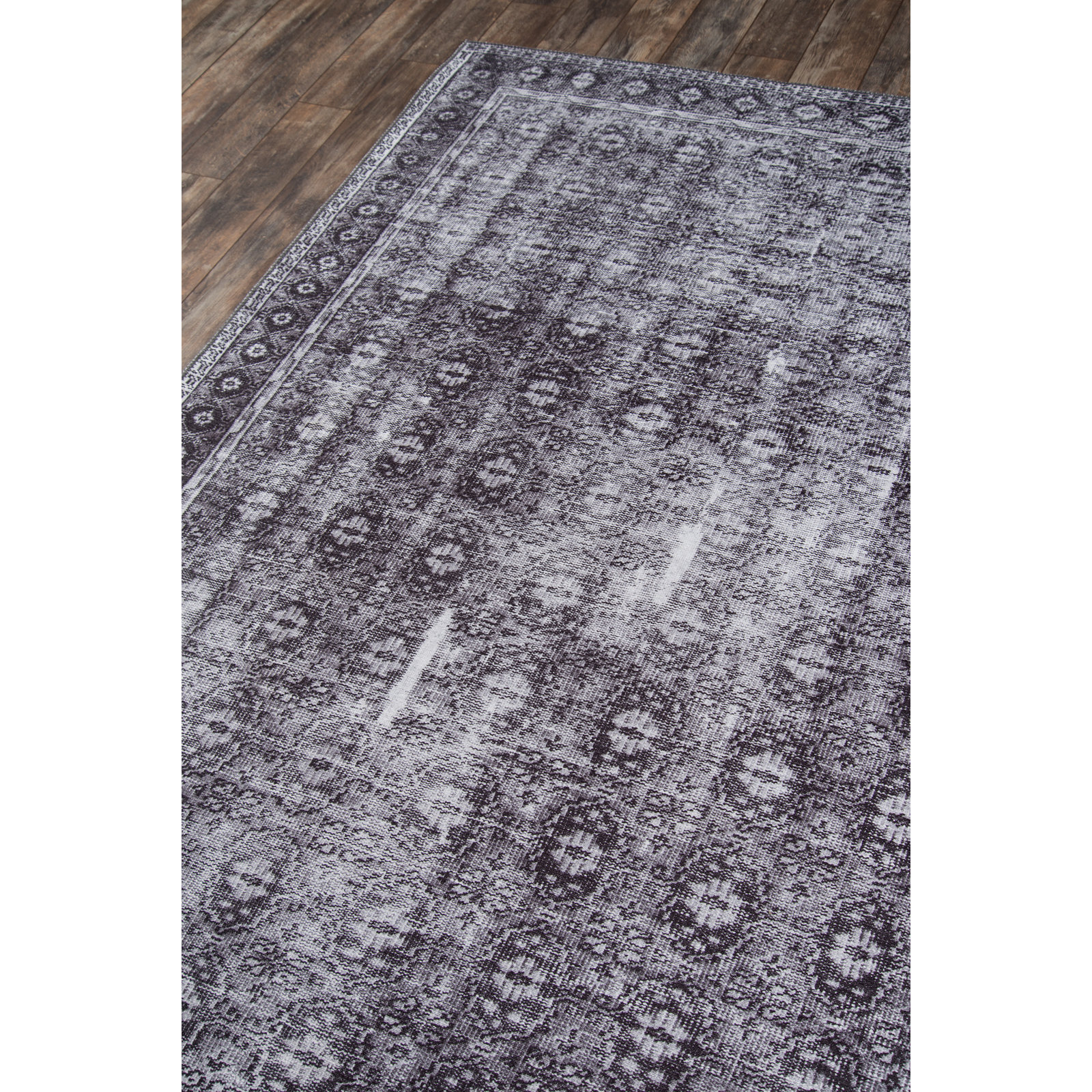 Latte Ivory Dark Gray Geometric Rug, Rectangle 3' x 5'