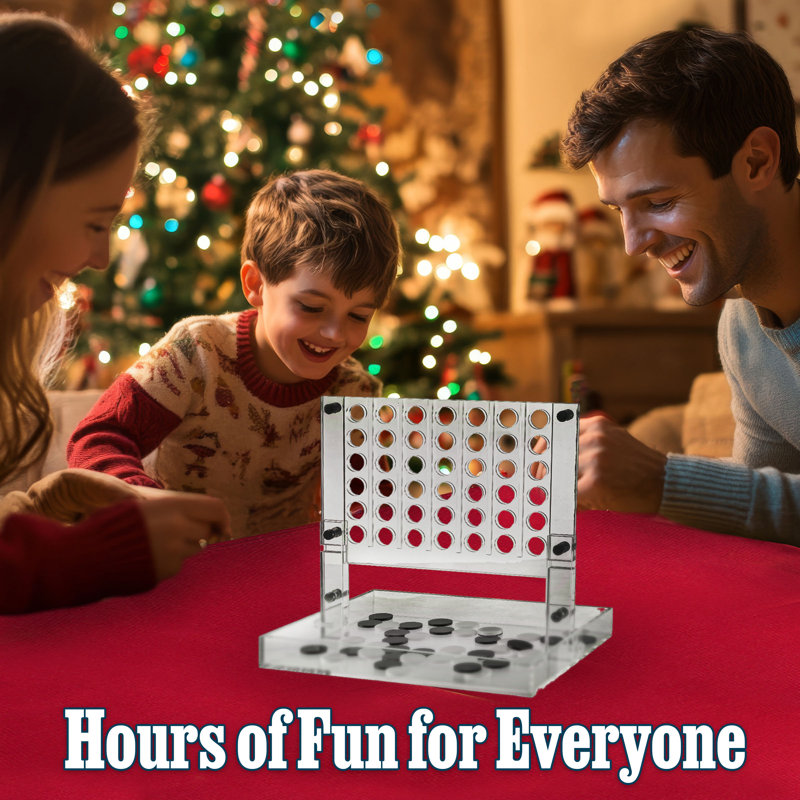  4 in a Row Game Fun Strategy Game for Adults Children Family Connect 4 Discs of Same Colour in a Row Acrylic Tabletop Decoration Gift Decor (Black and White)