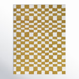 Rectangle Canales Geometric Machine Woven Recycled P.E.T. Area Rug in Yellow/White