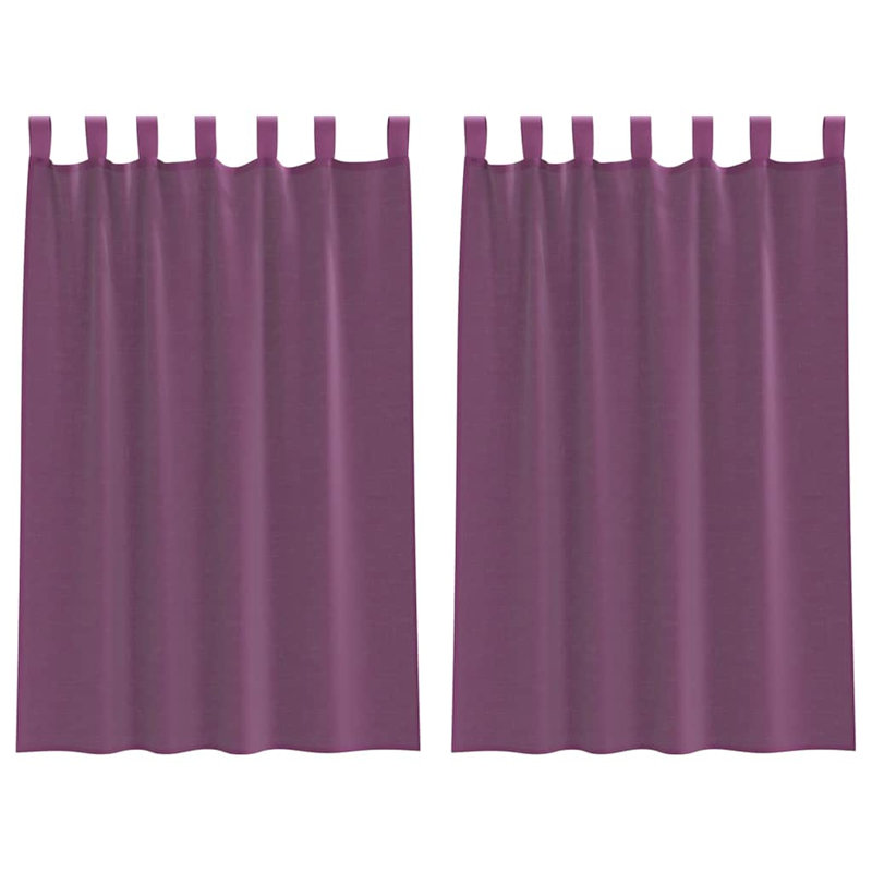 Voile Curtains With Tab Top 2 Pcs, Purple, 140cm Width x 175cm Drop