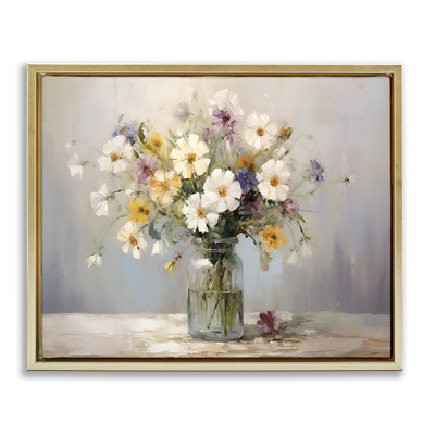  «Wildflowers in Glass Jar», art mural encadré sur toile flottante par Franklyn Gregory