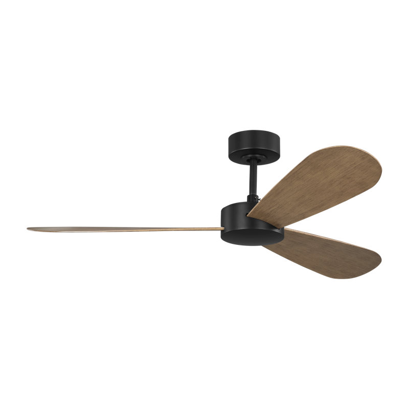  Paddle Smart 52 Indoor Ceiling Fan with Threaded Downrod, Oak ABS blades and Handheld Remote, Midnight Black, Oak