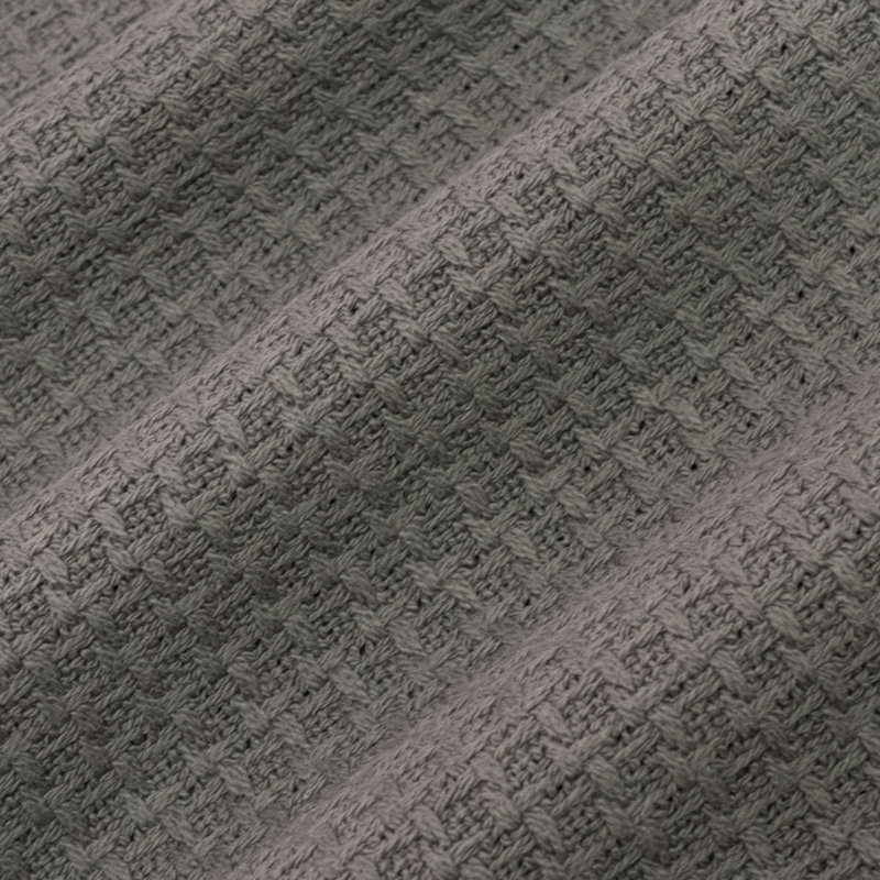 Couverture 100% coton, conception tissée pied-de-poule grand luxe, Gris, Très grand