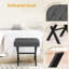 Tabouret de coiffeuse, tabouret de maquillage carré en lin avec pieds en X en métal, petit tabouret de fauteuil avec repose-pieds, couleur grise-77575556-77575558