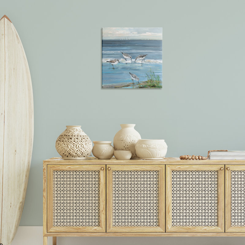 «Relaxed Sandpipers on Shore», art mural par Sally Swatland, H 24 po x l 24 po