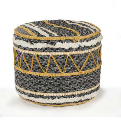 18" Black 100% Cotton Ottoman