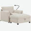 Canapé simple de 38 po avec repose-pieds de rangement, support de téléphone réglable, chargeur USB et accoudoirs en forme d'oreiller, chaise longue à siège large-163841120