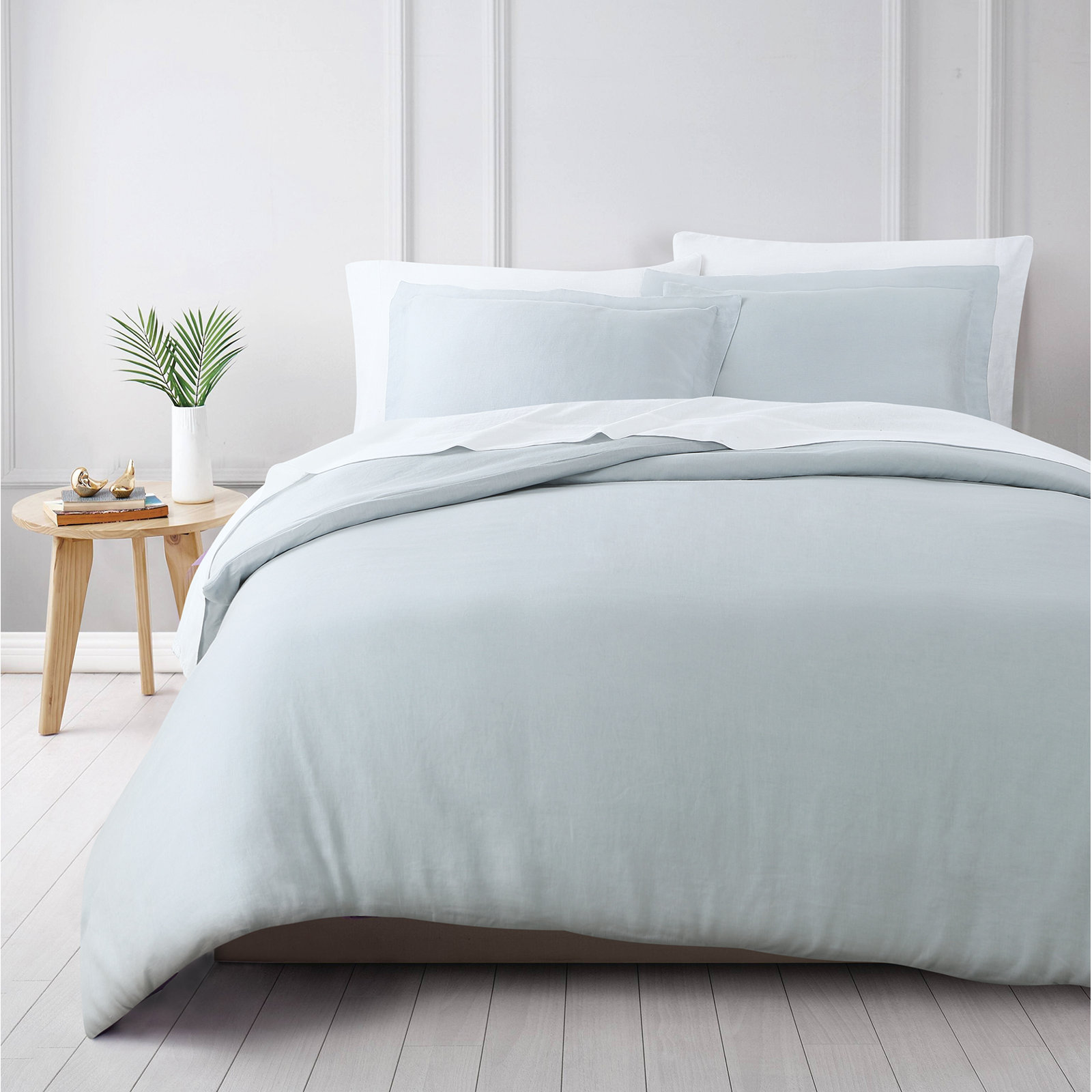 Frazier 100% Linen Machine Woven Sheet Set, King Sheet Set with 2 Pillowcases, Blue