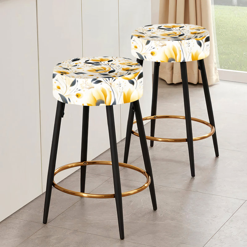 Ensemble de 2 tabourets de bar rétro jaune et bleu sarcelle Flair Gardens Serenity