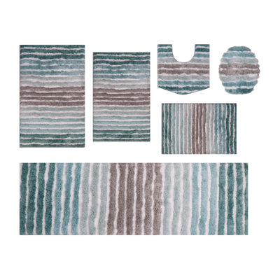 Ensemble de 6 tapis de salle de bain, tapis en microfibre ultra doux, séchage rapide et absorbant, envers en caoutchouc antidérapant, tapis de salle de bain lavables à la machine, lavabo, turquoise de toilette