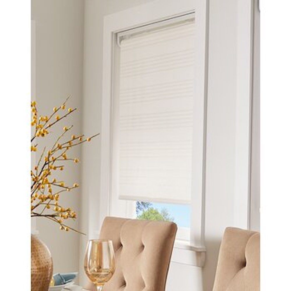 Metallic Stripe Semi-Sheer White Roller Shade Highland Dunes Blind