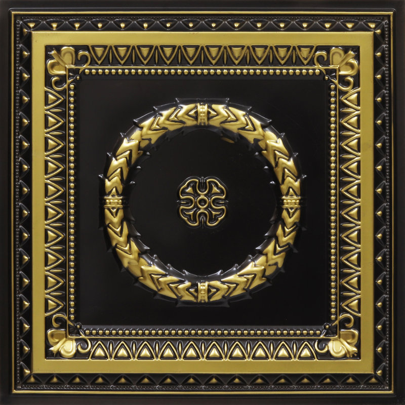 Laurel Wreath 24'' L x 24'' W Textured PVC Ceiling Tile, Antique Brass