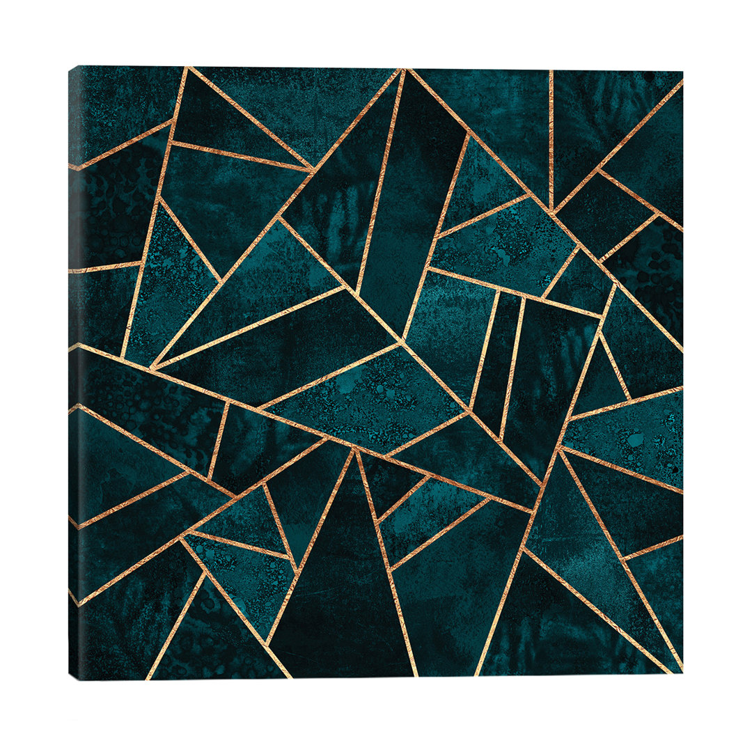 Deep Teal Stone by Elisabeth Fredriksson - Graphic Art Print on Canvas