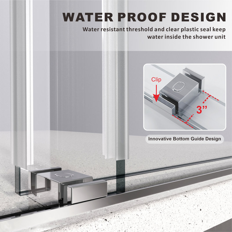 Royal 61 to 65 in. x 76 in. H Frameless  Double Sliding Shower Door with Two Towel Bars in Chrome and 3/8 in. (10mm) Clear Glass
