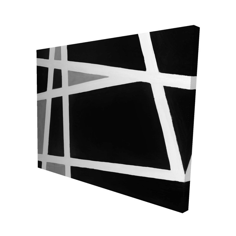 Black and White Abstract Shapes - White Shapes Canvas Decor