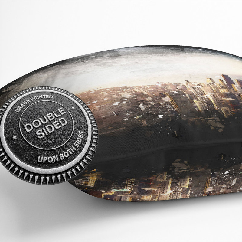 High over the Chicago Skyline Paint Splash Cushion with Filling, 55cm H x 55cm W x 20cm D