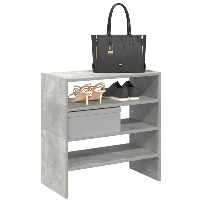 Latitude Run Shoe Racks 2 Pcs Stackable Concrete Grey 60X30x30.5 Cm