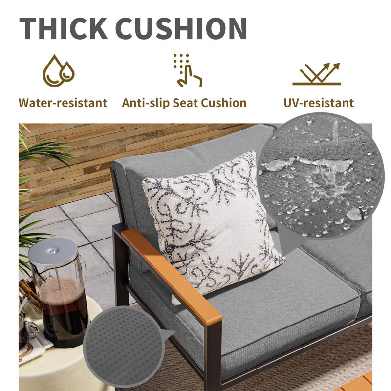 Ensemble de conversation avec coussin Ellamay, Gris, 2, R Shape