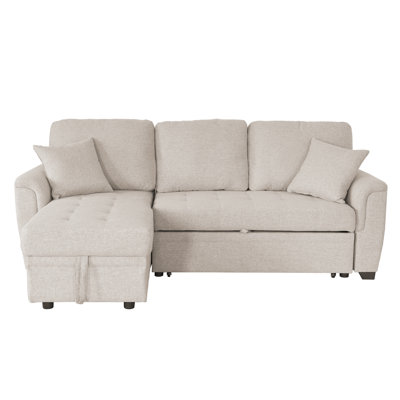 86" Wide Upholstered Sleeper Chaise Sectional