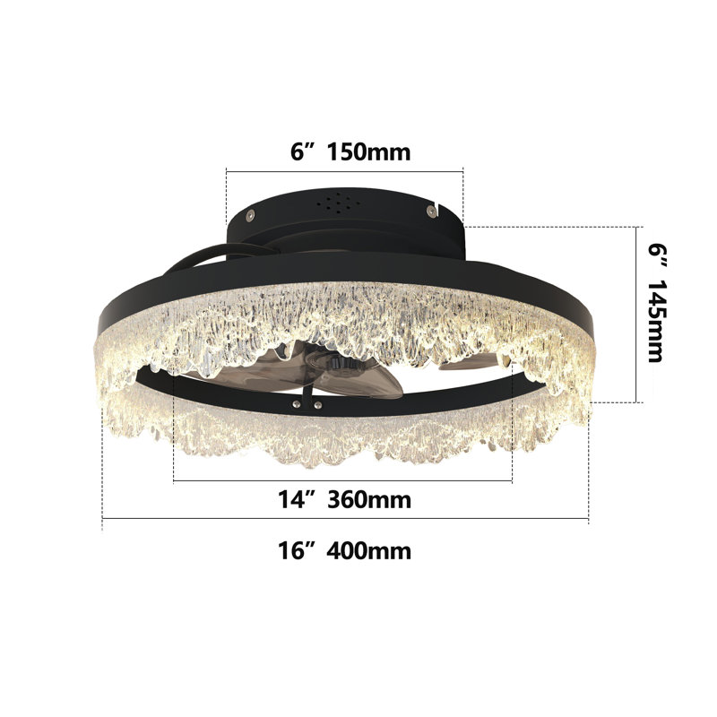 Ceiling Fans with Lights and Remote, Black Low Profile Ceiling Fan, 3000-6000K Dimmable Modern Flush Mount LED Fan Light, 6 Wind Speeds