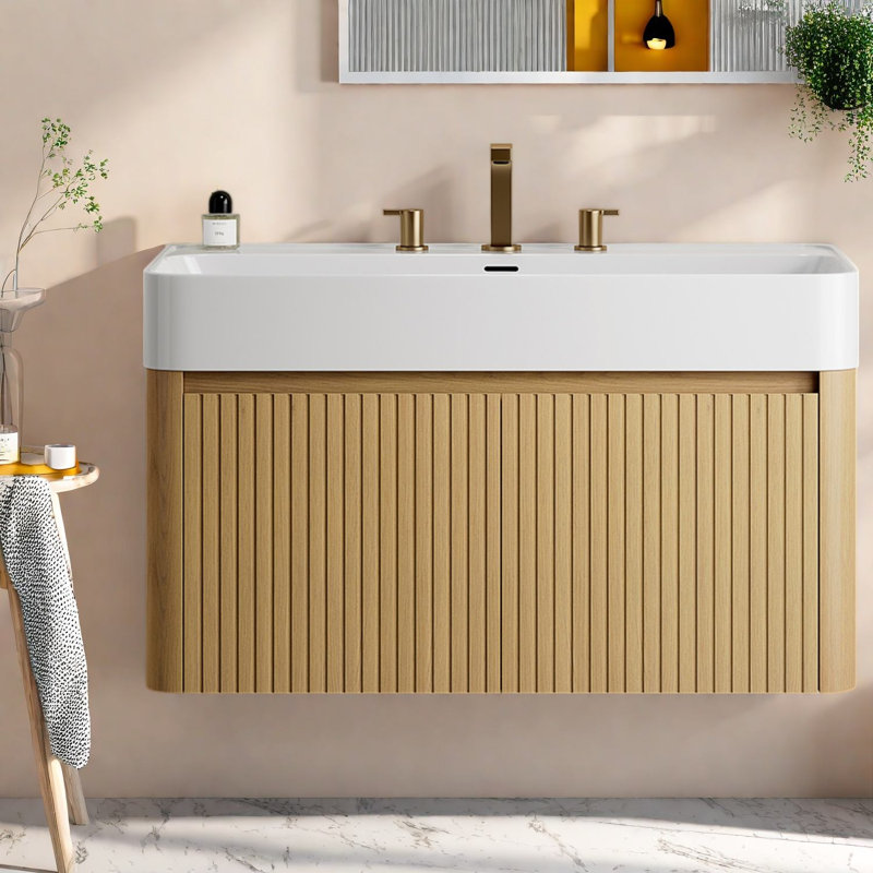 Wall Mounted Single Double With Solid Surface Top, 35.43