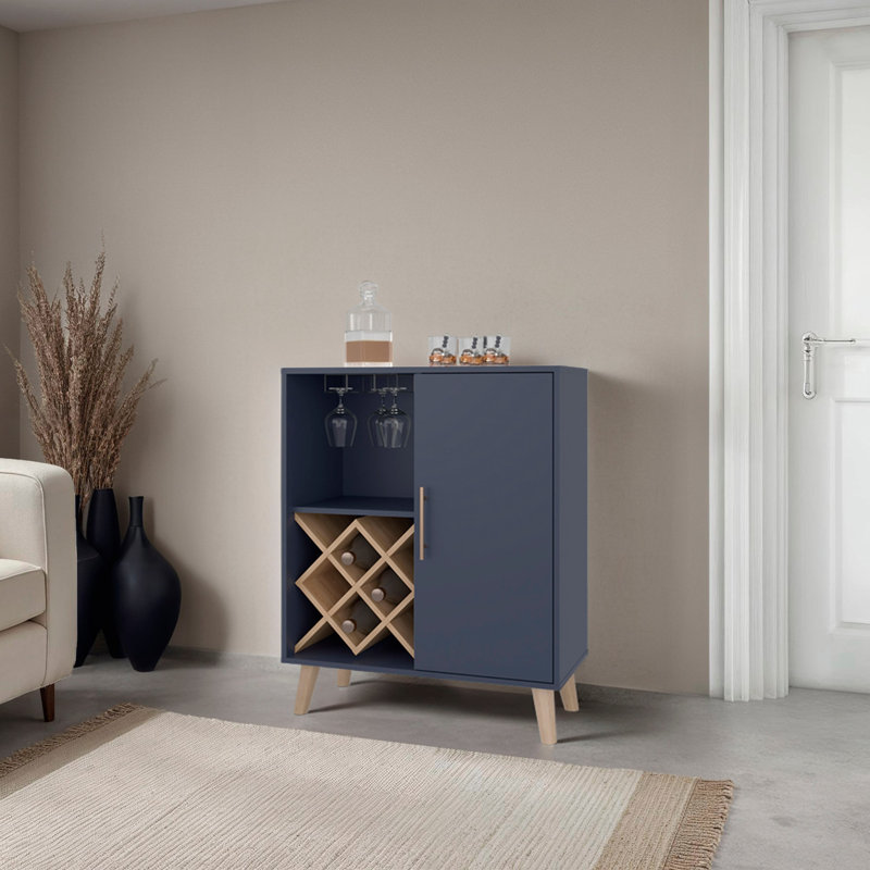Bar Angela avec porte-bouteilles et compartiments multifonctionnels