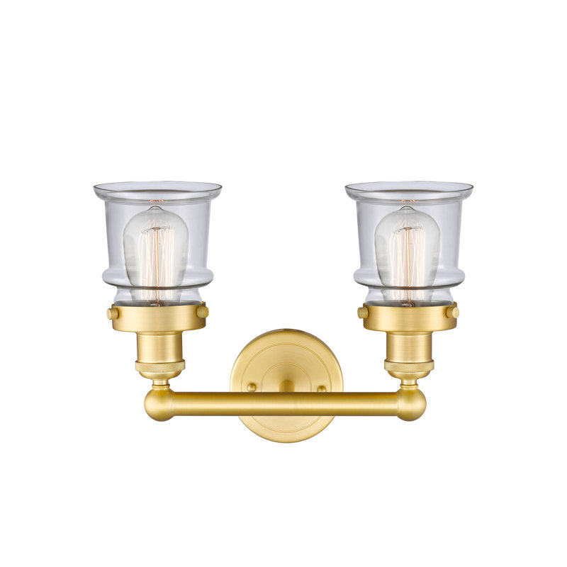 Petit meuble-lavabo pour salle de bain 2 lumières Cailen de la collection Edison, Transparent, Or satiné