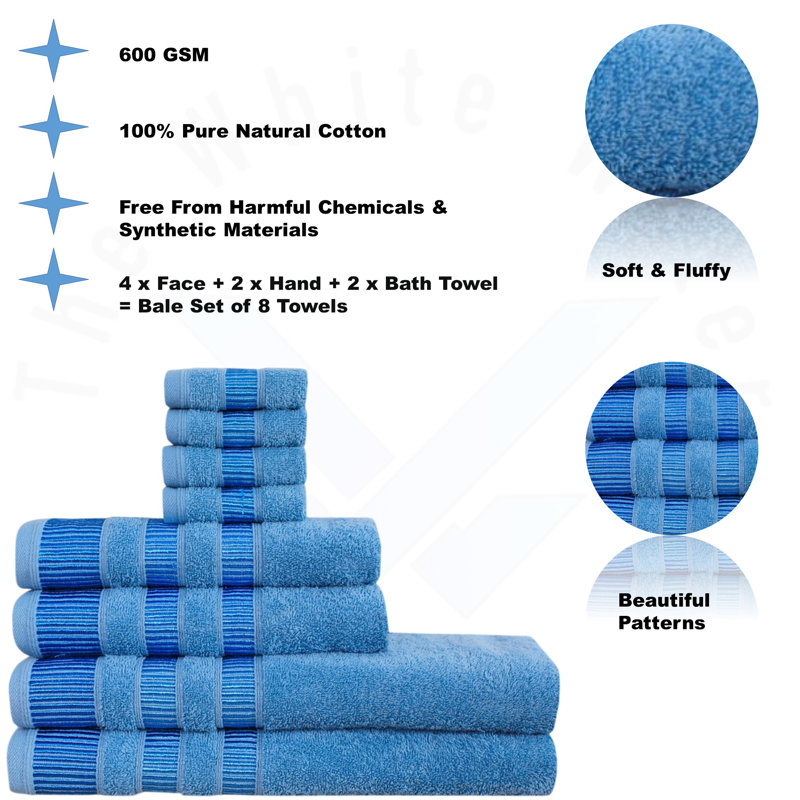 100% Cotton Mulit-Size Set, Ocean Blue