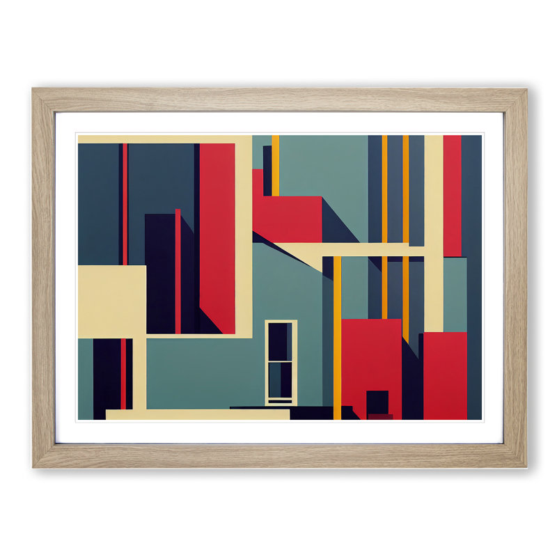 Bauhaus Architecture Vol.1 Abstract - Single Picture Frame Print, 25cm H x 34cm W x 2cm D, Oak