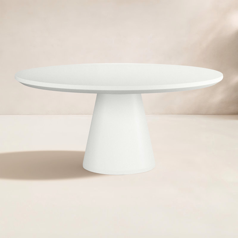 Delijah Outdoor Round Dining Table, Bone