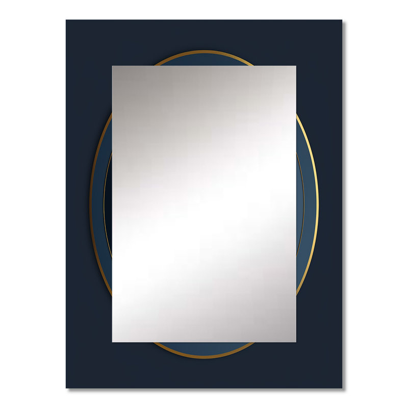 Sacramental Blue Minimal Sacred Geometry Seal II - Geometric Decorative Mirror, Modern Wall Mirror, Printed Metal Art