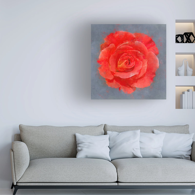 «Emma Eve Cunningham Flower 17 - Fluorescent Coral Rose», art sur toile, H 24 po x l 24 po