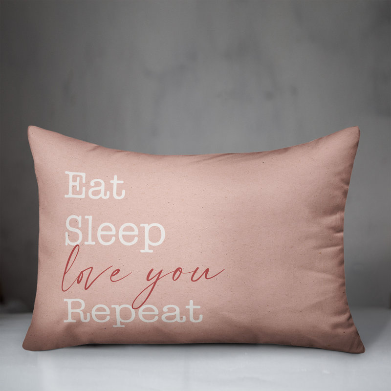  Housse et insert de coussin rectangulaire lombaire Eat Sleep Love