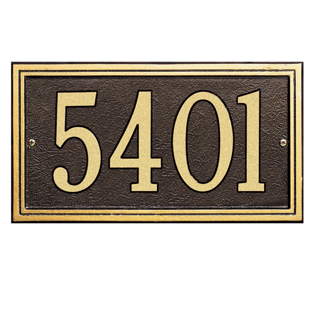 Double Line 1-Line Wall Address Plaque, Bronze and Gold, Yes