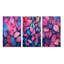 «Pink Blue Leafs Harmony», 3 pièces sur toile-757941625-757941623