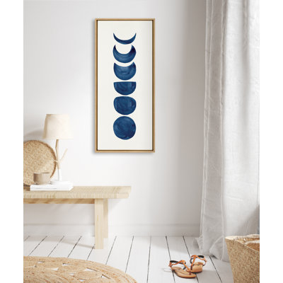 Linear Moon Phases by Teju Reval Framed Canvas Wall Art Print