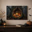 «Glowing Lantern In Mossy Tree Hollow Amidst Halloween», art mural sur toile-1229470120
