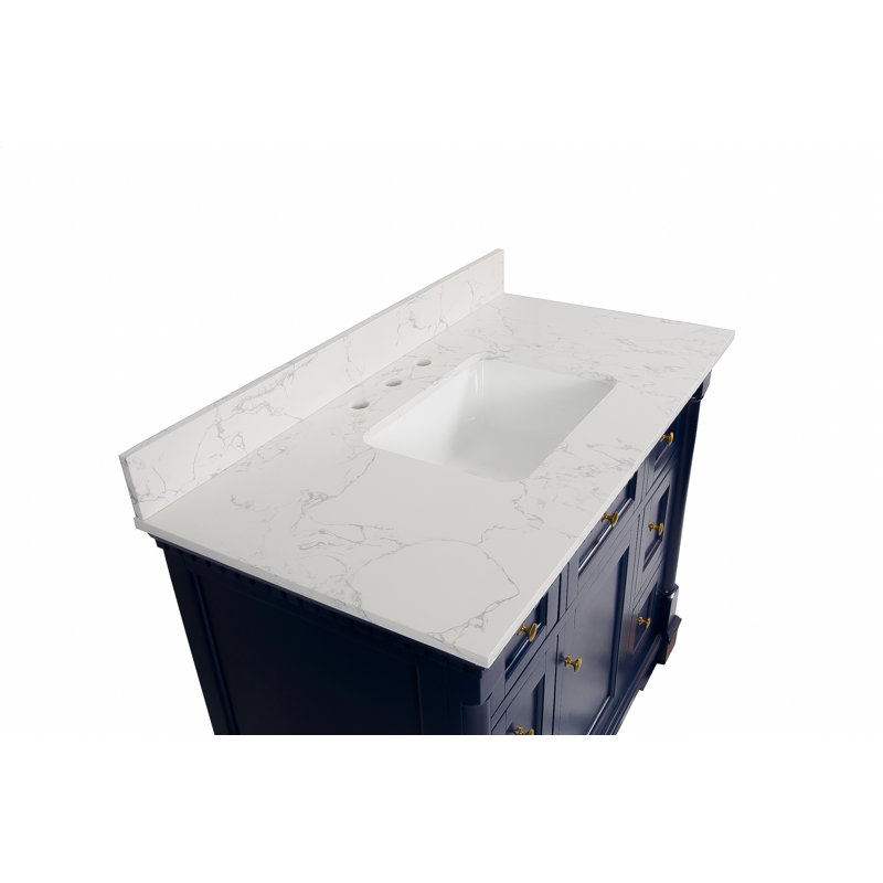 Ensemble de meuble-lavabo simple 42 po avec armoire bleu royal et comptoir en marbre d'ingénierie, Bleu royal