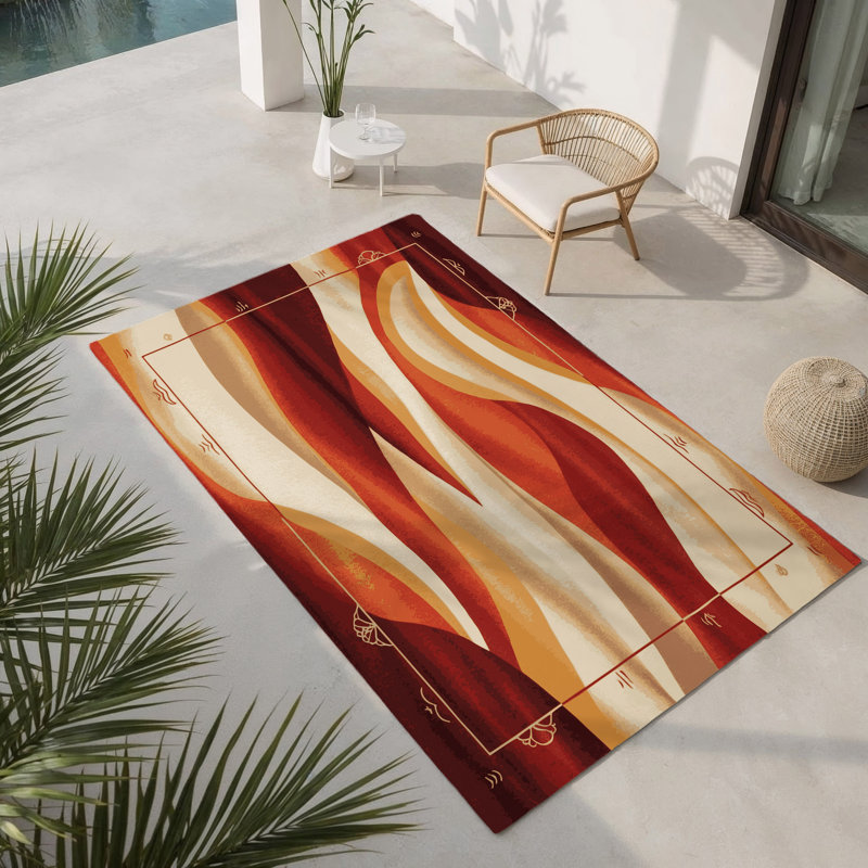 Tapis intérieur et extérieur Crimson Drift, Rectangulaire 3 pi x 5 pi
